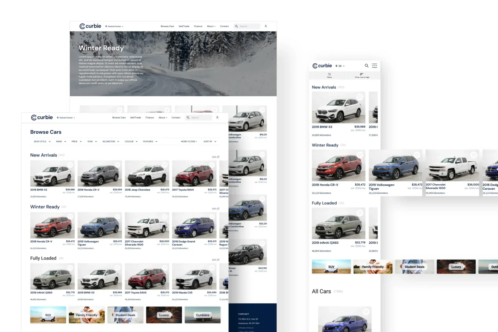 Winter Ready seasonal merchandising banner above the search results grid, desktop and mobile